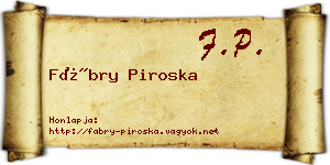 Fábry Piroska névjegykártya